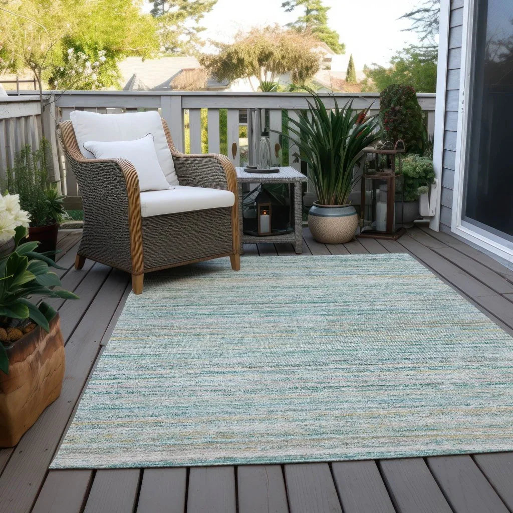 Zephyna Teal Washable Indoor - Outdoor Rug - LOOMLAN - LOOMLAN Rugs - Outdoor Rugs