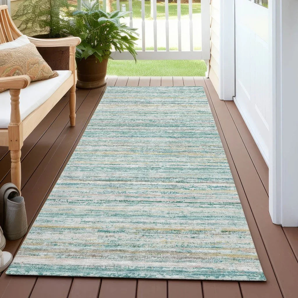 Zephyna Teal Washable Indoor - Outdoor Rug - LOOMLAN - LOOMLAN Rugs - Outdoor Rugs
