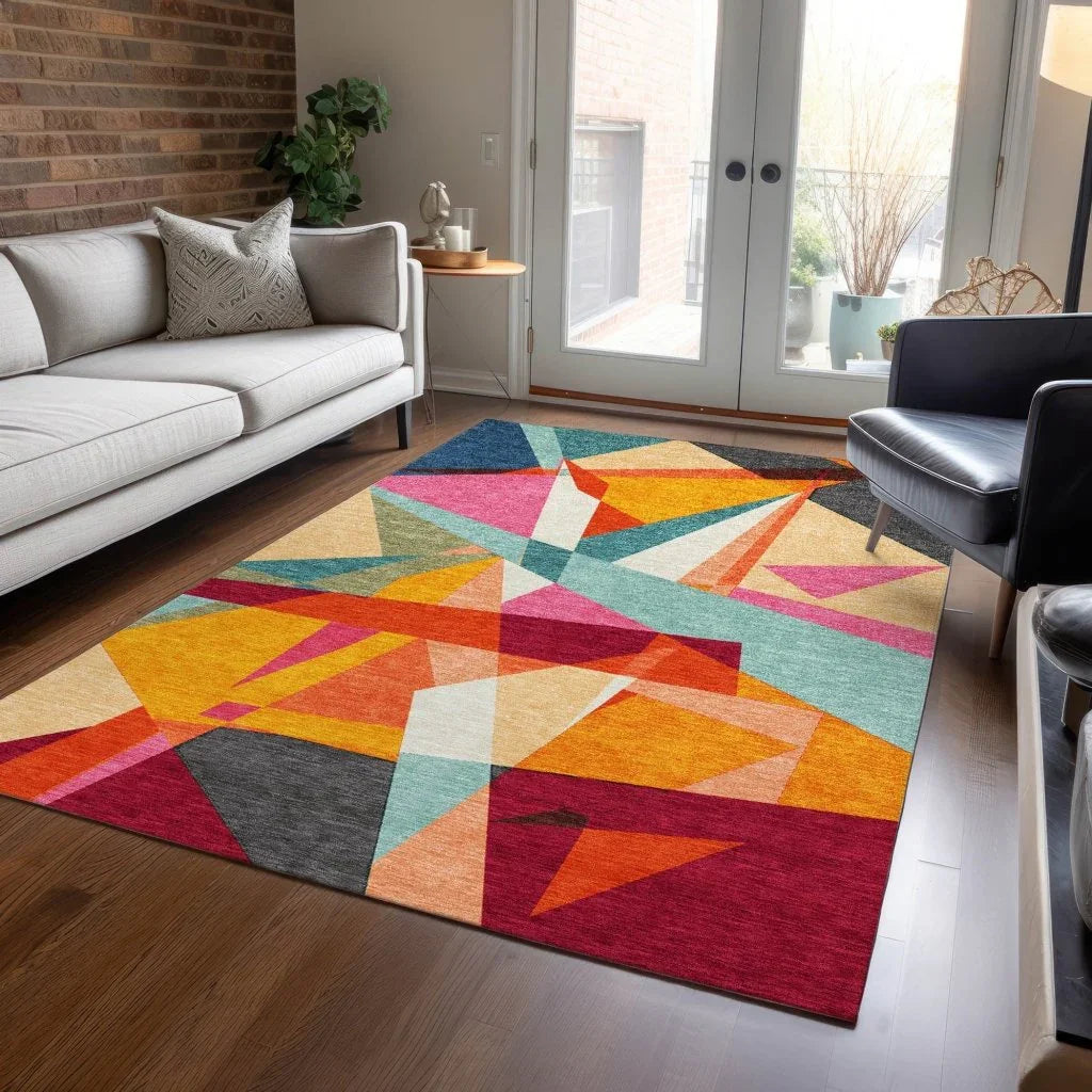 Zexture Orange Washable Indoor - Outdoor Rug - LOOMLAN - LOOMLAN Rugs - Outdoor Rugs