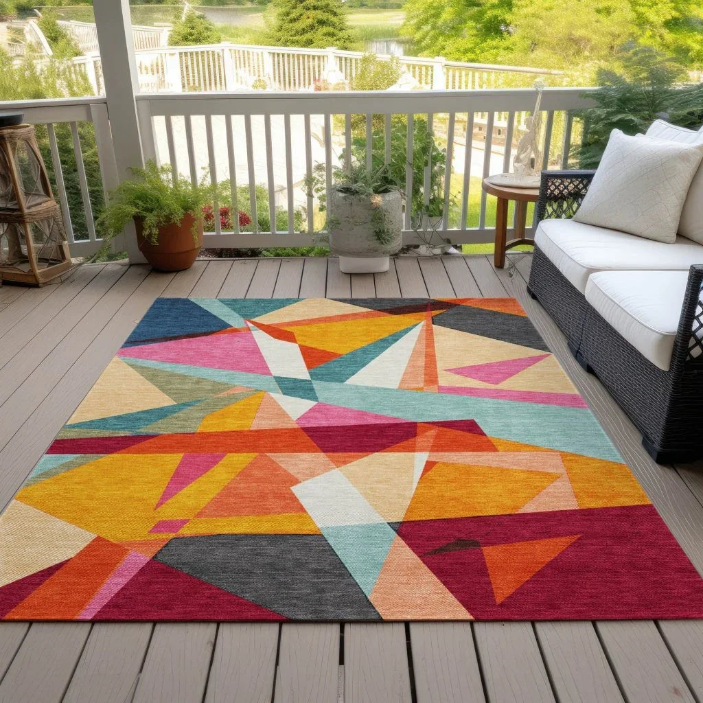 Zexture Orange Washable Indoor - Outdoor Rug - LOOMLAN - LOOMLAN Rugs - Outdoor Rugs