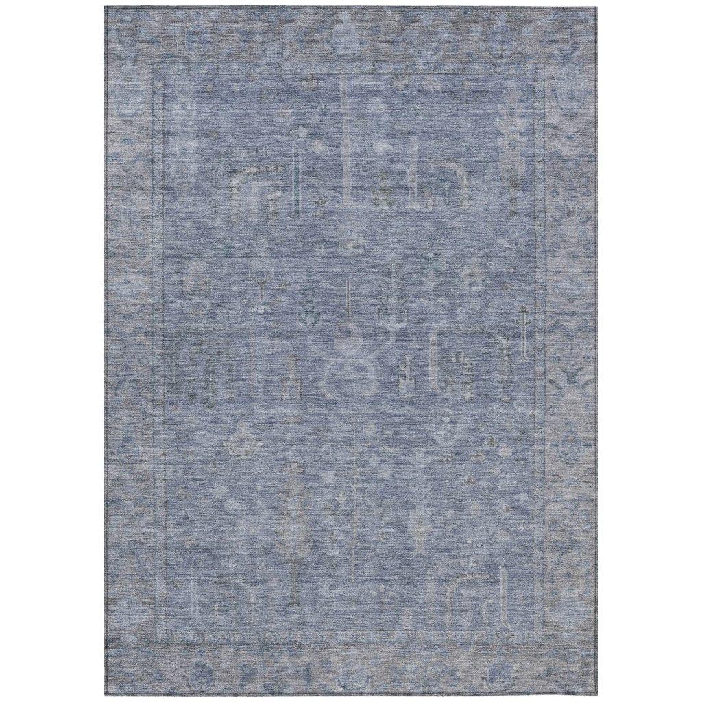 Zia Blue Washable Indoor-Outdoor Rug-Outdoor Rugs-LOOMLAN Rugs-2'6" x 3'10"-LOOMLAN