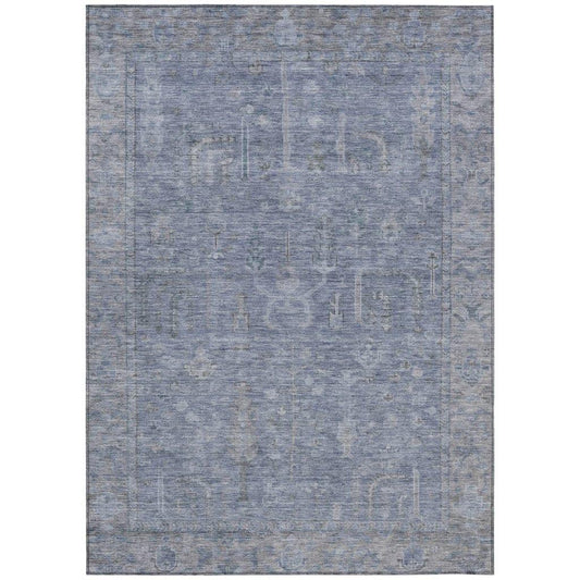 Zia Blue Washable Indoor-Outdoor Rug-Outdoor Rugs-LOOMLAN Rugs-2'6" x 3'10"-LOOMLAN