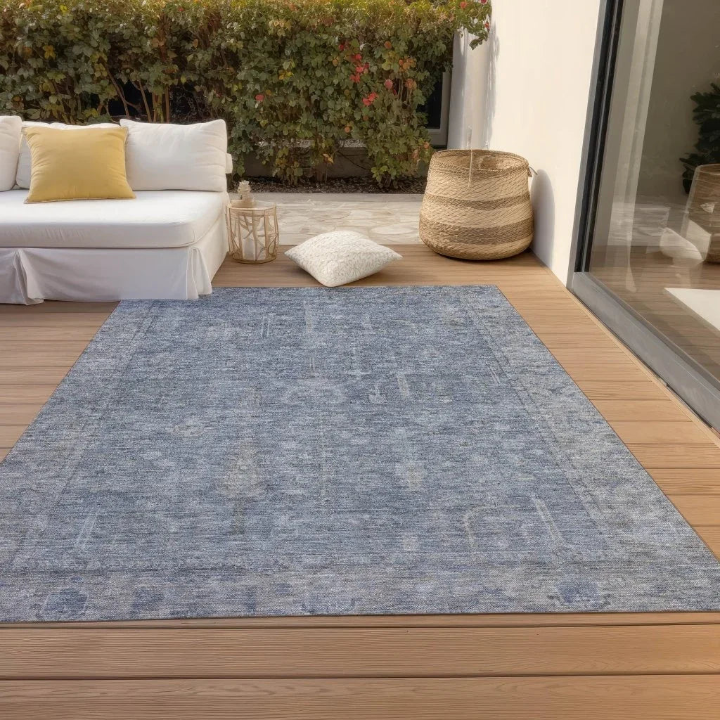 Zia Blue Washable Indoor-Outdoor Rug-Outdoor Rugs-LOOMLAN Rugs-LOOMLAN