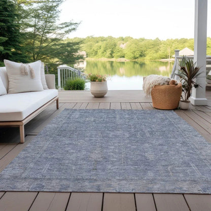 Zia Blue Washable Indoor-Outdoor Rug-Outdoor Rugs-LOOMLAN Rugs-LOOMLAN