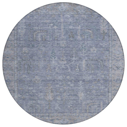Zia Blue Washable Indoor-Outdoor Rug-Outdoor Rugs-LOOMLAN Rugs-8' x 8'-LOOMLAN
