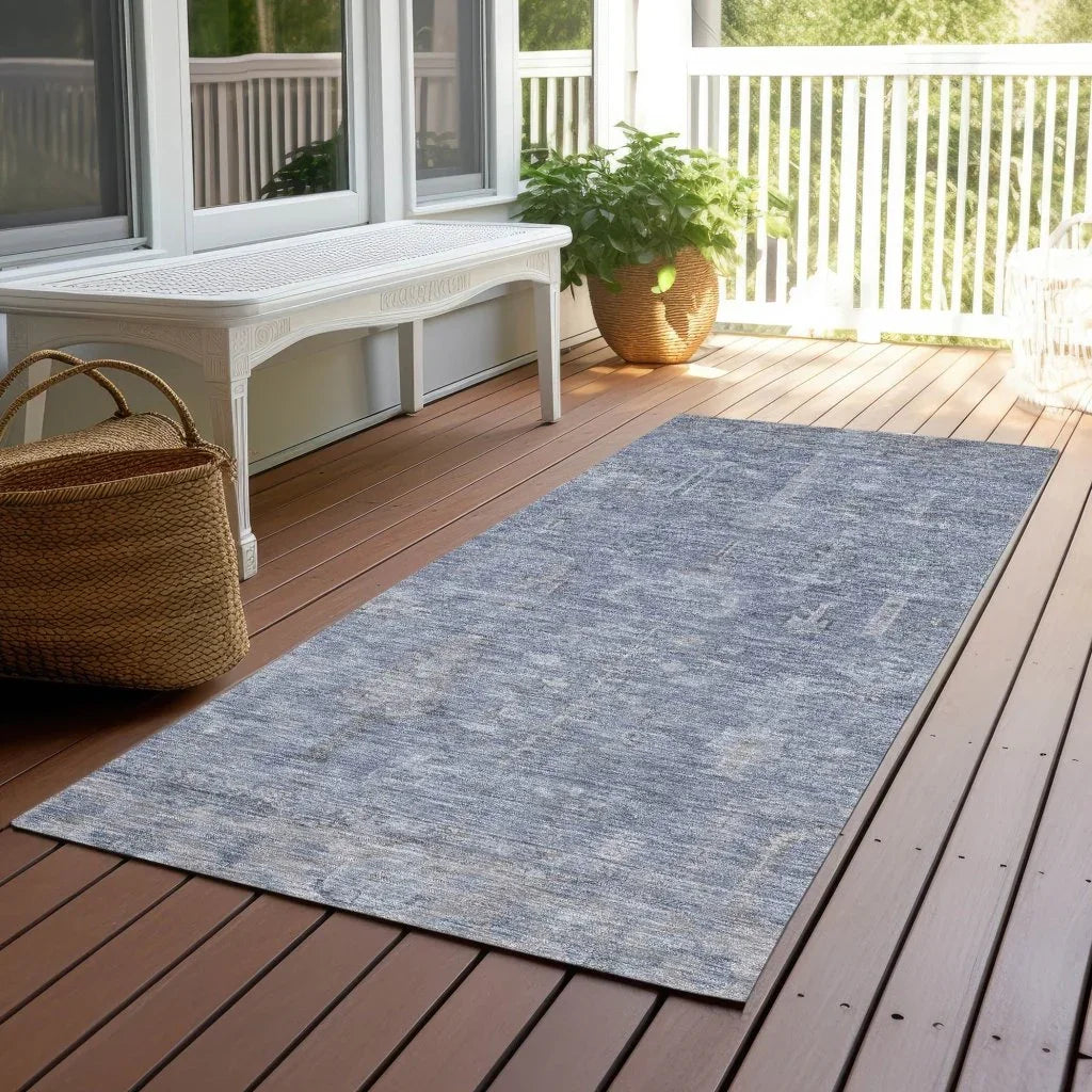 Zia Blue Washable Indoor-Outdoor Rug-Outdoor Rugs-LOOMLAN Rugs-LOOMLAN