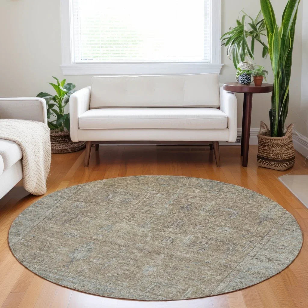 Zia Brown Washable Indoor-Outdoor Rug-Outdoor Rugs-LOOMLAN Rugs-LOOMLAN
