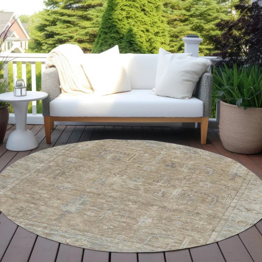 Zia Brown Washable Indoor-Outdoor Rug-Outdoor Rugs-LOOMLAN Rugs-LOOMLAN