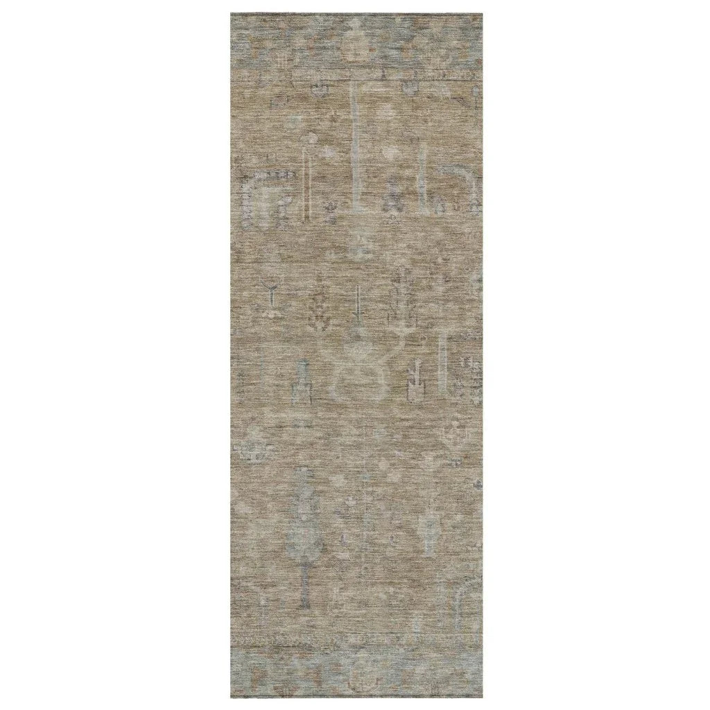 Zia Brown Washable Indoor-Outdoor Rug-Outdoor Rugs-LOOMLAN Rugs-2'3" x 7'6"-LOOMLAN