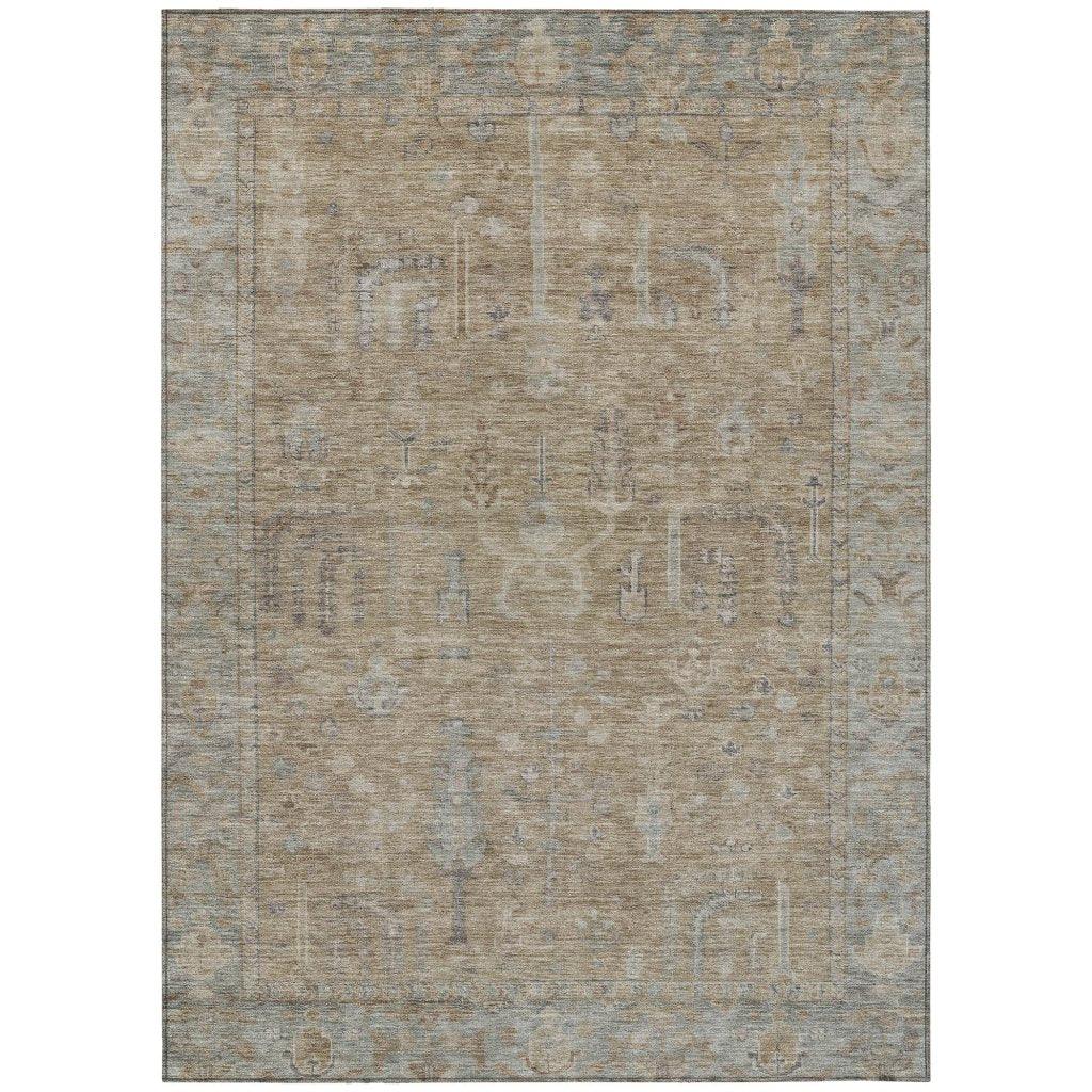 Zia Brown Washable Indoor-Outdoor Rug-Outdoor Rugs-LOOMLAN Rugs-2'6" x 3'10"-LOOMLAN