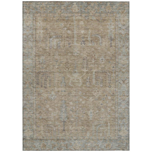 Zia Brown Washable Indoor-Outdoor Rug-Outdoor Rugs-LOOMLAN Rugs-2'6" x 3'10"-LOOMLAN
