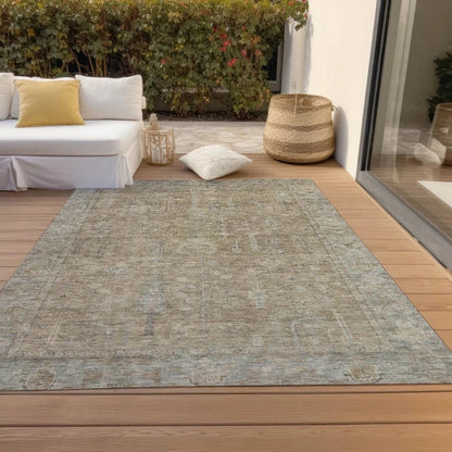 Zia Brown Washable Indoor-Outdoor Rug-Outdoor Rugs-LOOMLAN Rugs-LOOMLAN