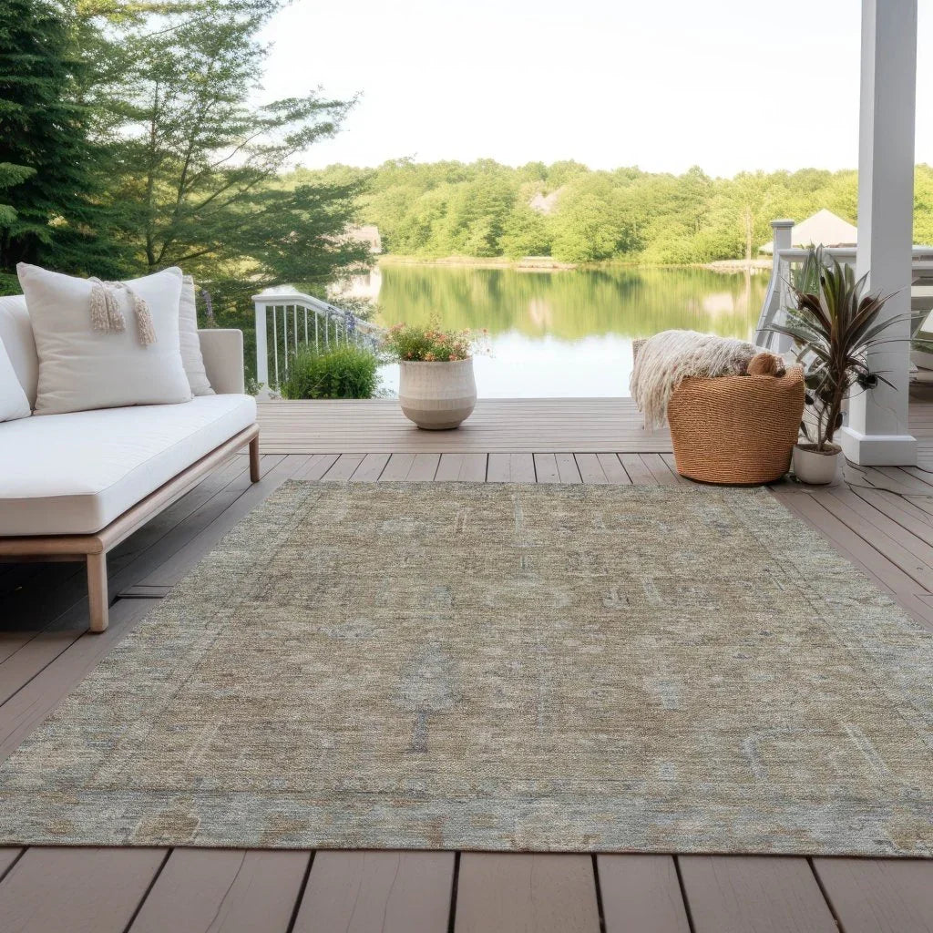 Zia Brown Washable Indoor-Outdoor Rug-Outdoor Rugs-LOOMLAN Rugs-LOOMLAN