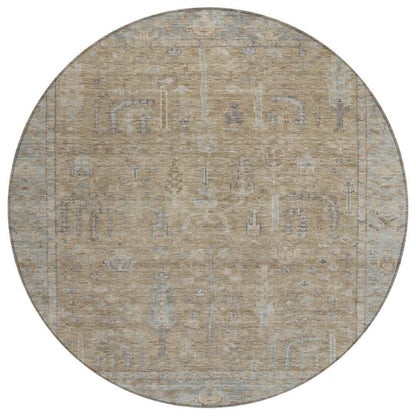 Zia Brown Washable Indoor-Outdoor Rug-Outdoor Rugs-LOOMLAN Rugs-8' x 8'-LOOMLAN