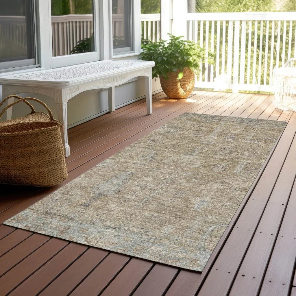 Zia Brown Washable Indoor-Outdoor Rug-Outdoor Rugs-LOOMLAN Rugs-LOOMLAN