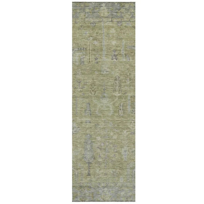 Zia Green Washable Indoor-Outdoor Rug-Outdoor Rugs-LOOMLAN Rugs-2'3" x 7'6"-LOOMLAN