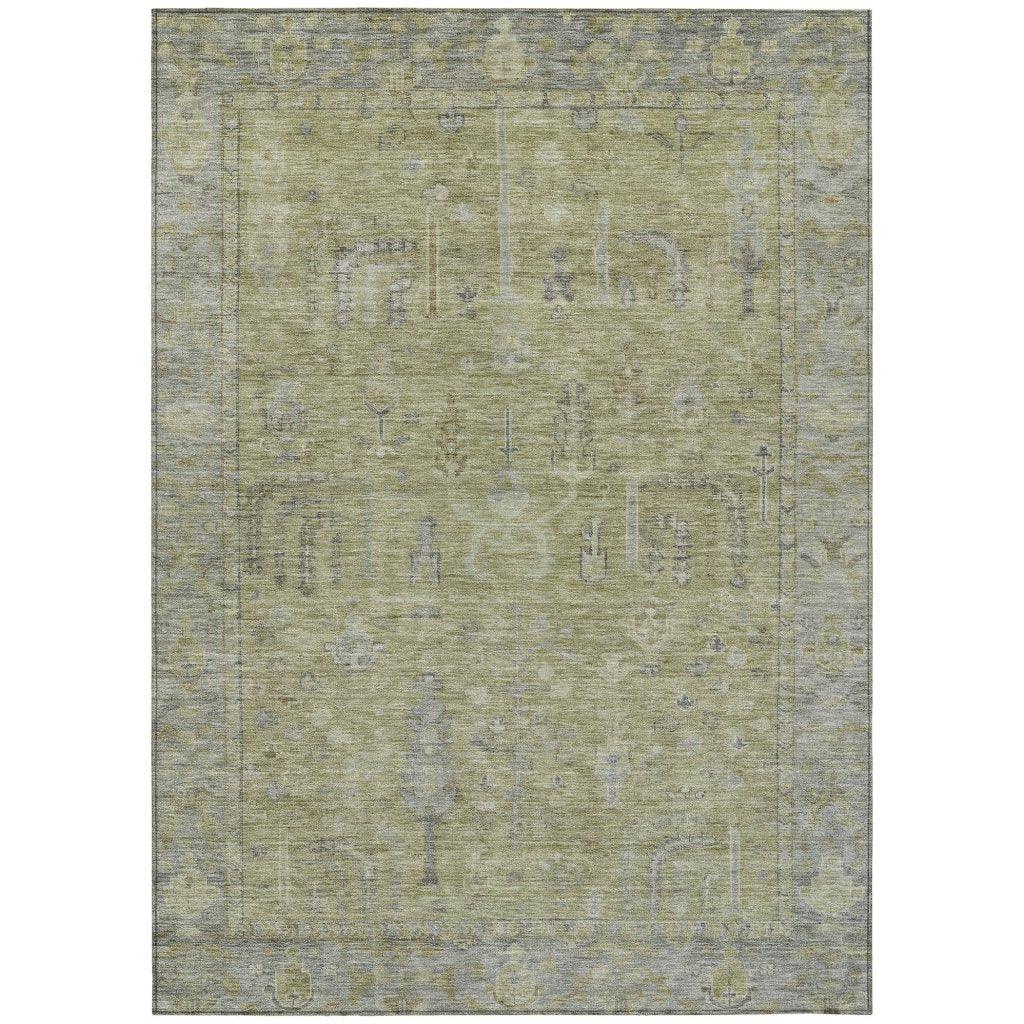 Zia Green Washable Indoor-Outdoor Rug-Outdoor Rugs-LOOMLAN Rugs-2'6" x 3'10"-LOOMLAN