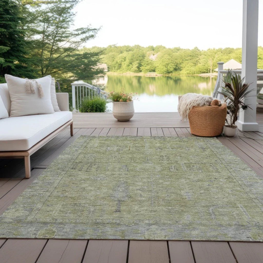 Zia Green Washable Indoor-Outdoor Rug-Outdoor Rugs-LOOMLAN Rugs-LOOMLAN