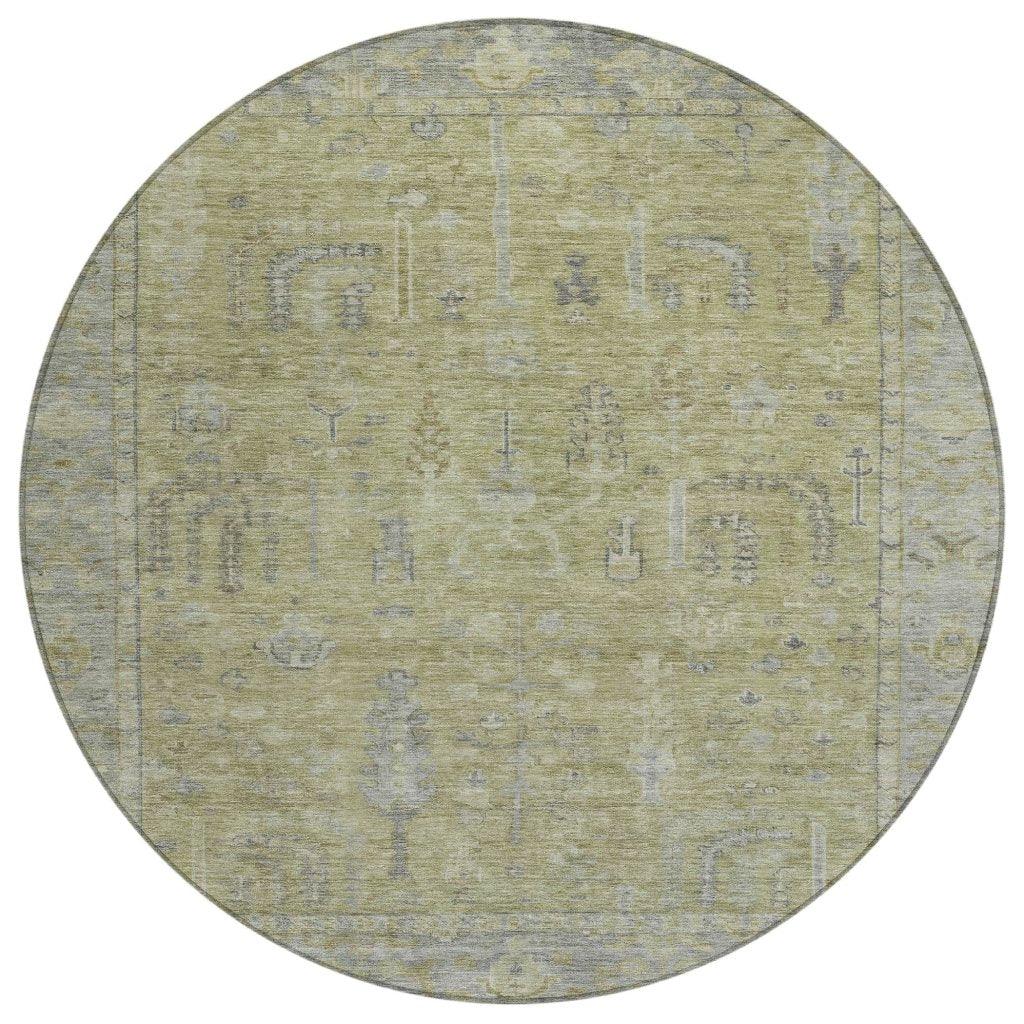 Zia Green Washable Indoor-Outdoor Rug-Outdoor Rugs-LOOMLAN Rugs-8' x 8'-LOOMLAN