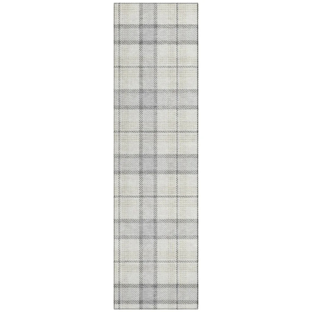 Zinara Gray Washable Indoor-Outdoor Rug-Outdoor Rugs-LOOMLAN Rugs-2'3" x 7'6"-LOOMLAN