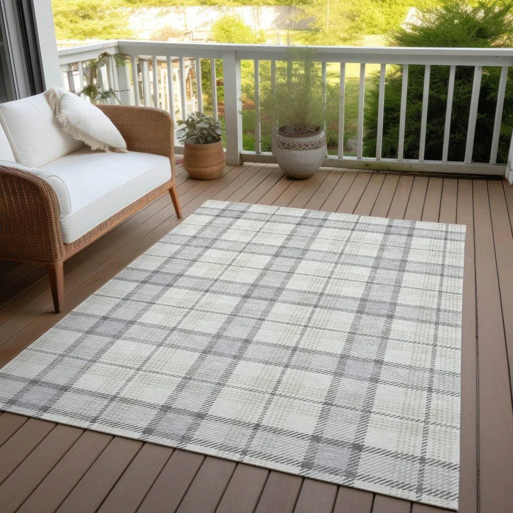 Zinara Gray Washable Indoor-Outdoor Rug-Outdoor Rugs-LOOMLAN Rugs-LOOMLAN