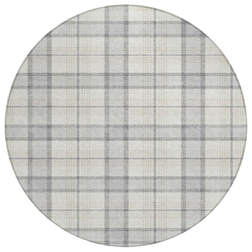 Zinara Gray Washable Indoor-Outdoor Rug-Outdoor Rugs-LOOMLAN Rugs-8' x 8'-LOOMLAN