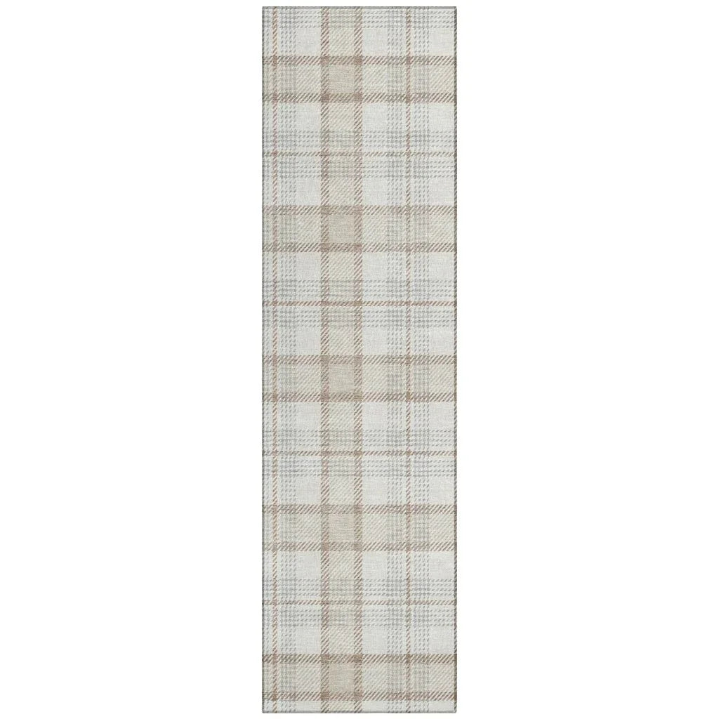 Zinara Ivory Washable Indoor-Outdoor Rug-Outdoor Rugs-LOOMLAN Rugs-2'3" x 7'6"-LOOMLAN