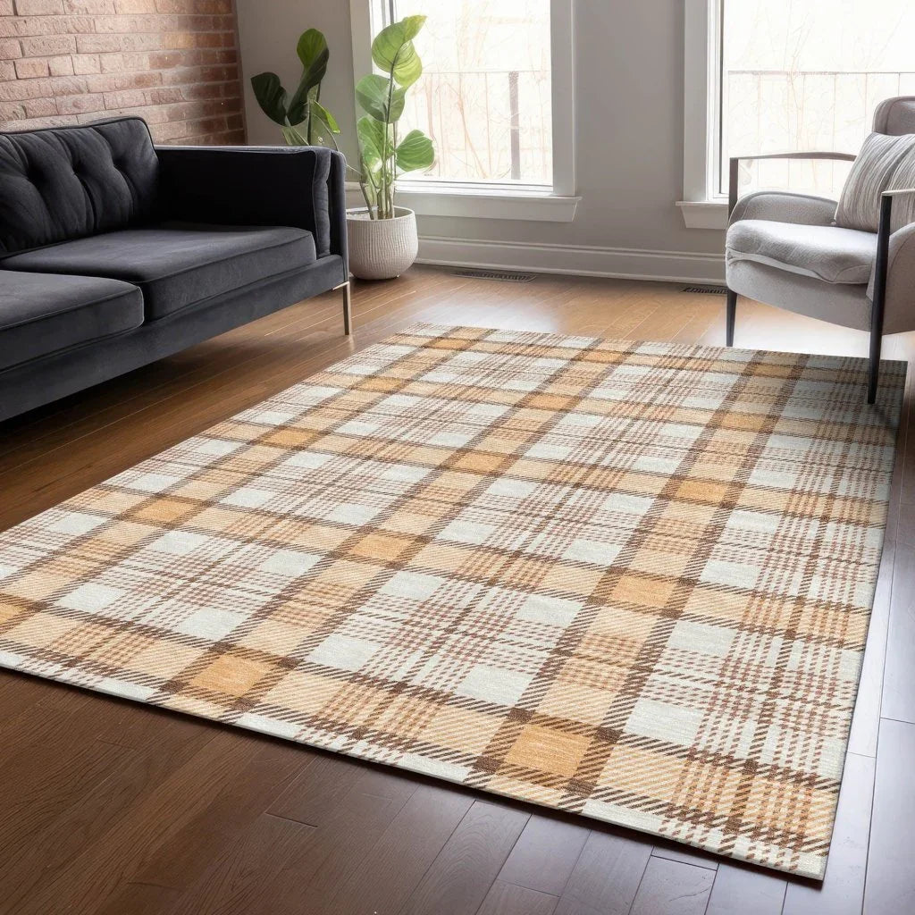 Zinara Orange Washable Indoor-Outdoor Rug-Outdoor Rugs-LOOMLAN Rugs-LOOMLAN