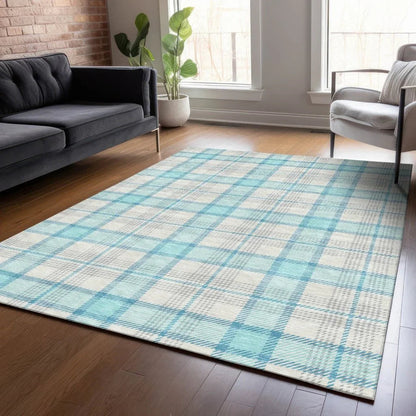 Zinara Teal Washable Indoor-Outdoor Rug-Outdoor Rugs-LOOMLAN Rugs-LOOMLAN