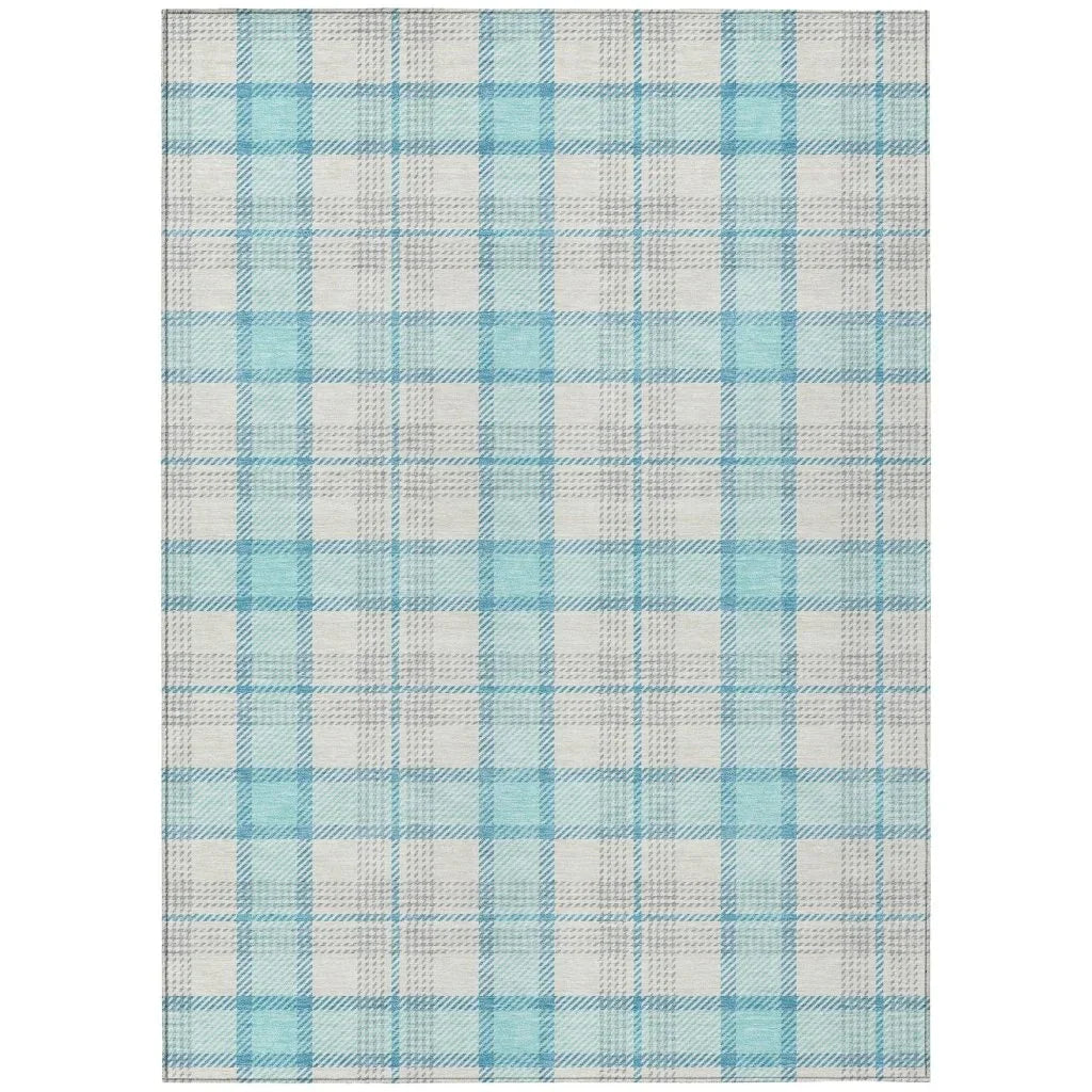 Zinara Teal Washable Indoor-Outdoor Rug-Outdoor Rugs-LOOMLAN Rugs-2'6" x 3'10"-LOOMLAN