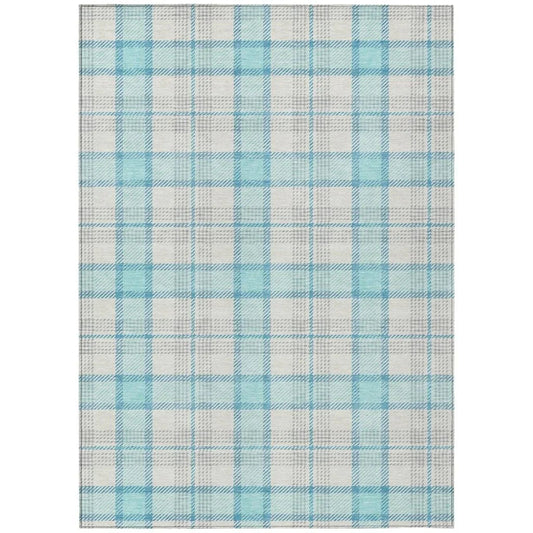 Zinara Teal Washable Indoor-Outdoor Rug-Outdoor Rugs-LOOMLAN Rugs-2'6" x 3'10"-LOOMLAN