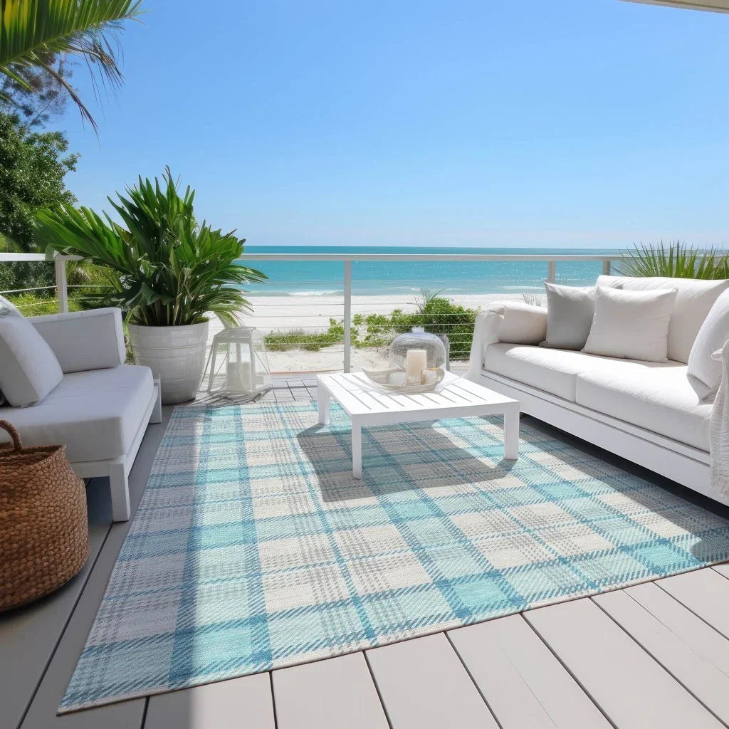 Zinara Teal Washable Indoor-Outdoor Rug-Outdoor Rugs-LOOMLAN Rugs-LOOMLAN