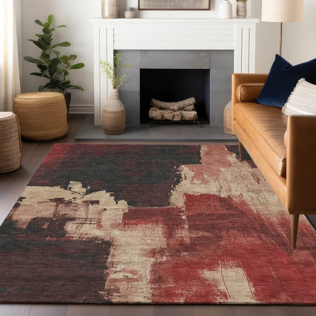 Zireya Red Washable Indoor - Outdoor Rug - LOOMLAN - LOOMLAN Rugs - Outdoor Rugs