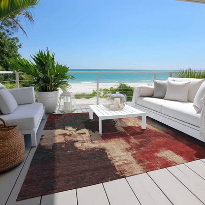 Zireya Red Washable Indoor - Outdoor Rug - LOOMLAN - LOOMLAN Rugs - Outdoor Rugs