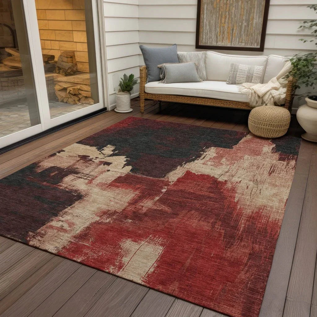Zireya Red Washable Indoor - Outdoor Rug - LOOMLAN - LOOMLAN Rugs - Outdoor Rugs