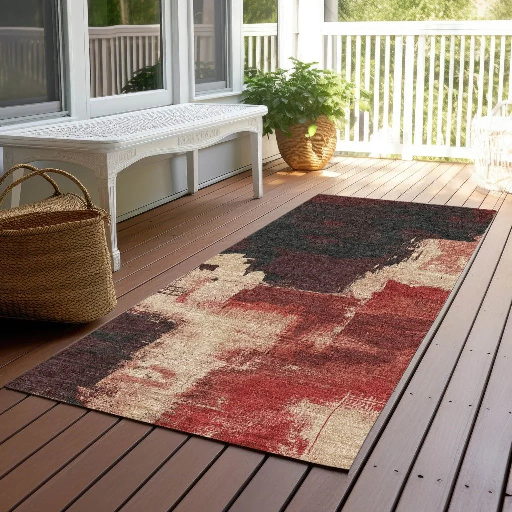 Zireya Red Washable Indoor - Outdoor Rug - LOOMLAN - LOOMLAN Rugs - Outdoor Rugs
