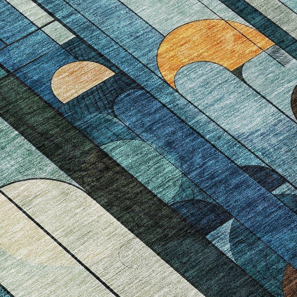 Ziva Blue Washable Indoor-Outdoor Rug-Outdoor Rugs-LOOMLAN Rugs-LOOMLAN