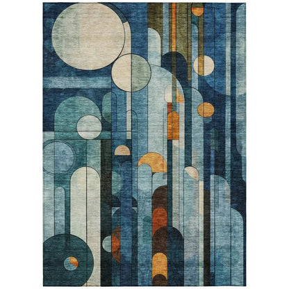 Ziva Blue Washable Indoor-Outdoor Rug-Outdoor Rugs-LOOMLAN Rugs-2'6" x 3'10"-LOOMLAN