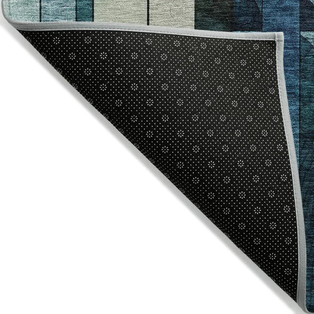 Ziva Blue Washable Indoor-Outdoor Rug-Outdoor Rugs-LOOMLAN Rugs-LOOMLAN