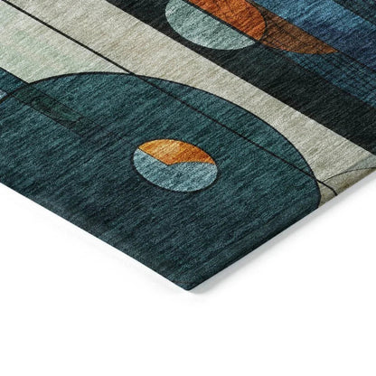 Ziva Blue Washable Indoor-Outdoor Rug-Outdoor Rugs-LOOMLAN Rugs-LOOMLAN