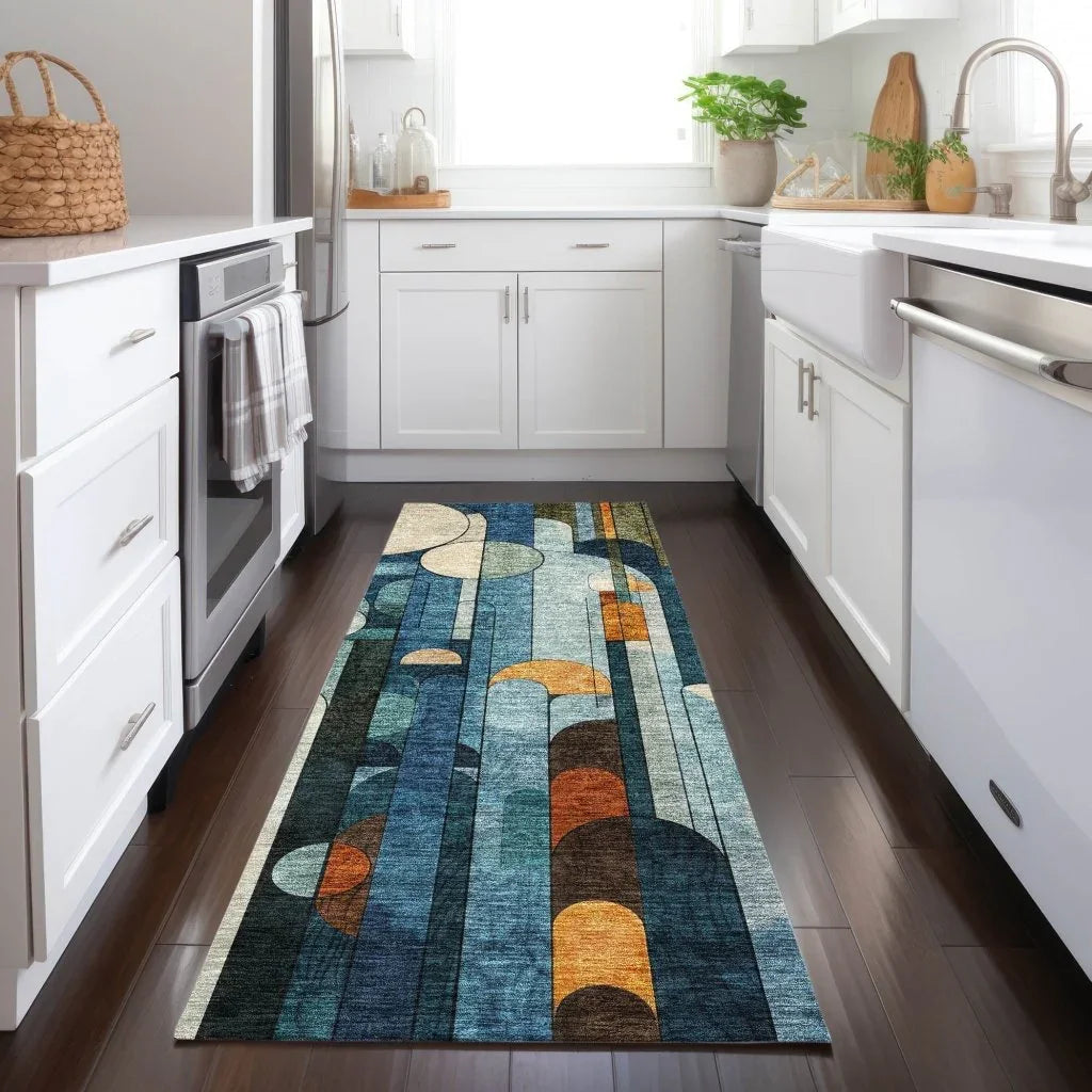 Ziva Blue Washable Indoor-Outdoor Rug-Outdoor Rugs-LOOMLAN Rugs-LOOMLAN