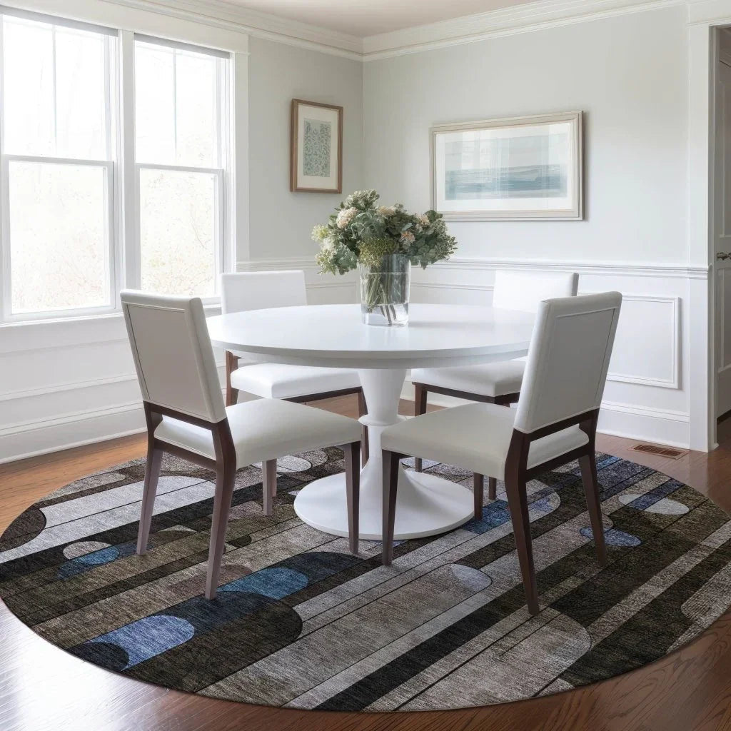 Ziva Brown Washable Indoor-Outdoor Rug-Outdoor Rugs-LOOMLAN Rugs-LOOMLAN