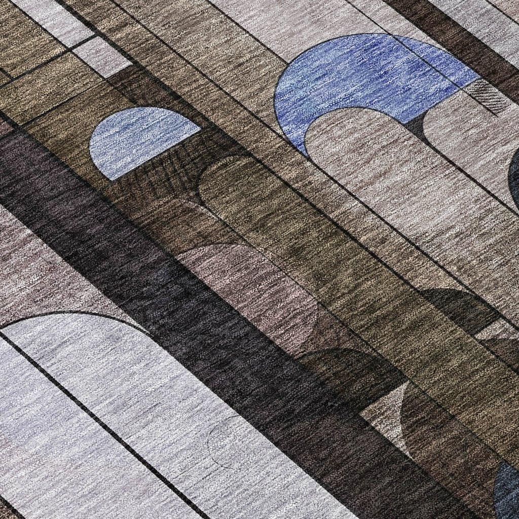 Ziva Brown Washable Indoor-Outdoor Rug-Outdoor Rugs-LOOMLAN Rugs-LOOMLAN