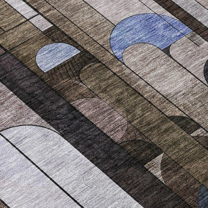 Ziva Brown Washable Indoor-Outdoor Rug-Outdoor Rugs-LOOMLAN Rugs-LOOMLAN