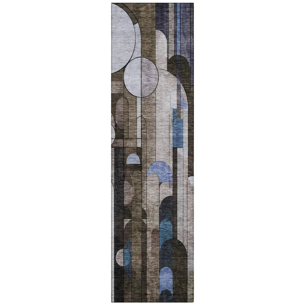 Ziva Brown Washable Indoor-Outdoor Rug-Outdoor Rugs-LOOMLAN Rugs-2'3" x 7'6"-LOOMLAN