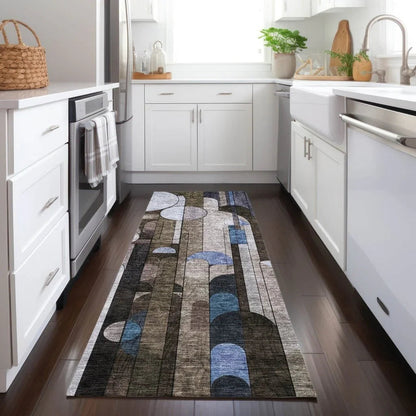 Ziva Brown Washable Indoor-Outdoor Rug-Outdoor Rugs-LOOMLAN Rugs-LOOMLAN