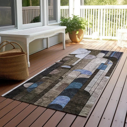 Ziva Brown Washable Indoor-Outdoor Rug-Outdoor Rugs-LOOMLAN Rugs-LOOMLAN