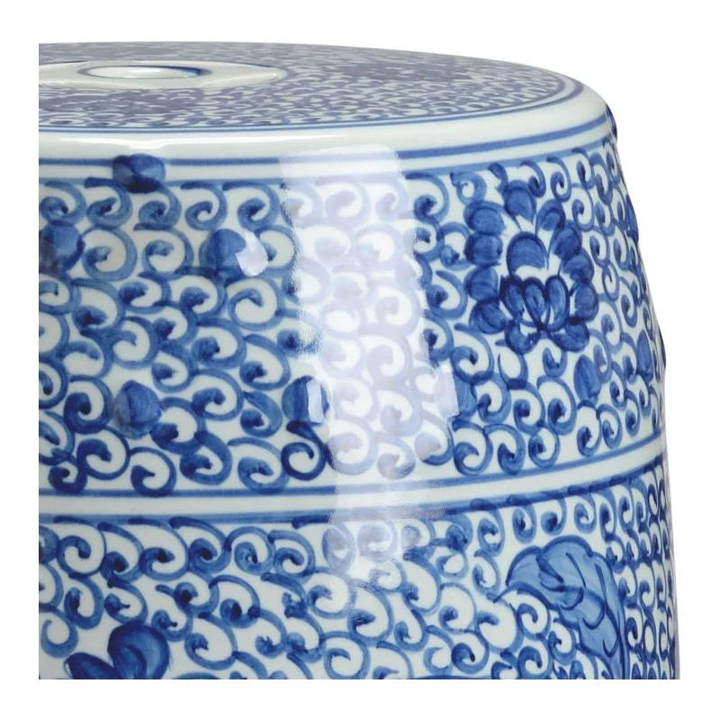 Zue Hand-Painted Blue Ceramic Outdoor Garden Stool-Garden Stools-Chelsea House-LOOMLAN