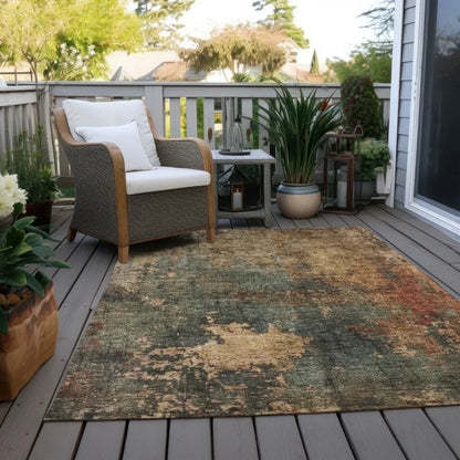 Zuleya Green Washable Indoor - Outdoor Rug - LOOMLAN - LOOMLAN Rugs - Outdoor Rugs