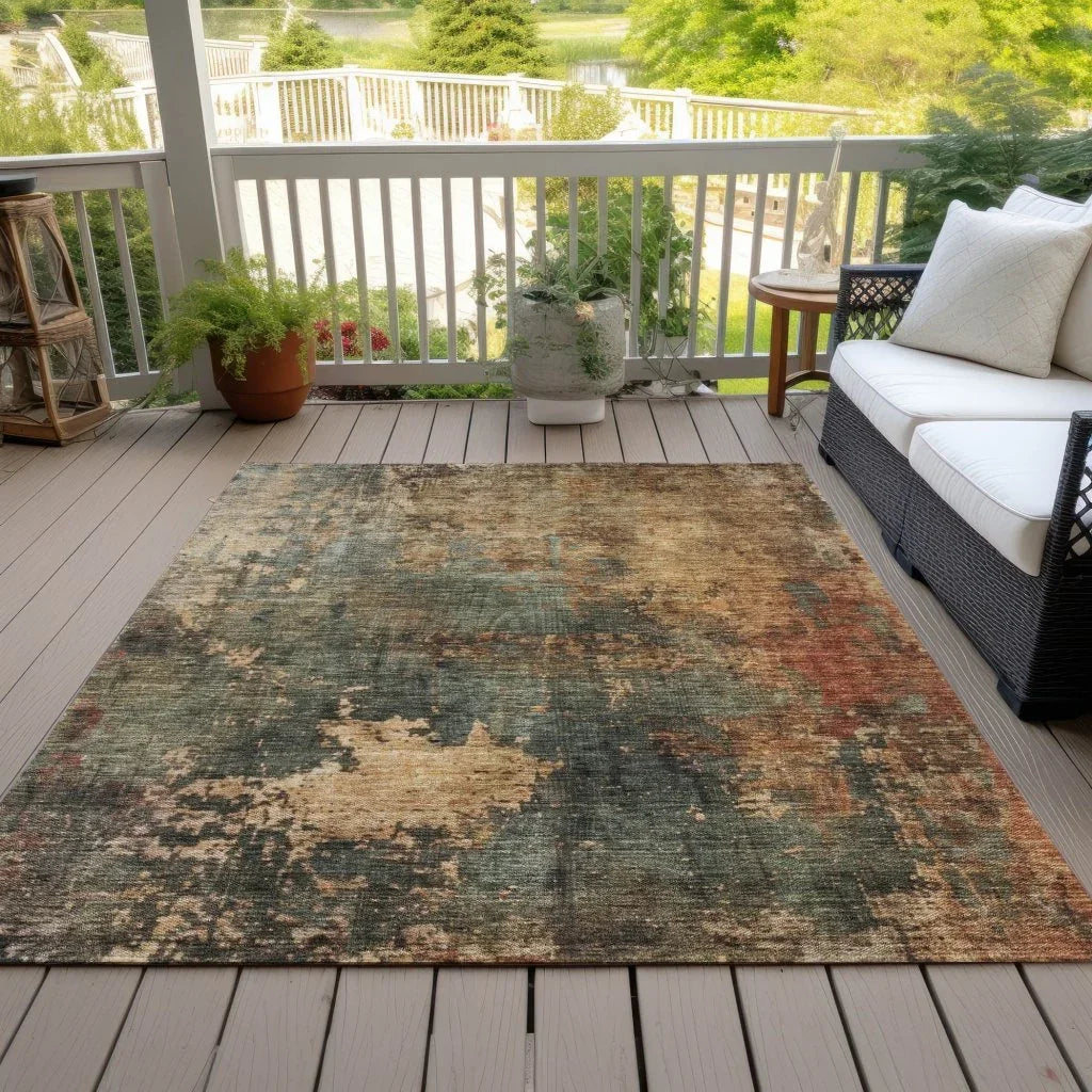 Zuleya Green Washable Indoor - Outdoor Rug - LOOMLAN - LOOMLAN Rugs - Outdoor Rugs